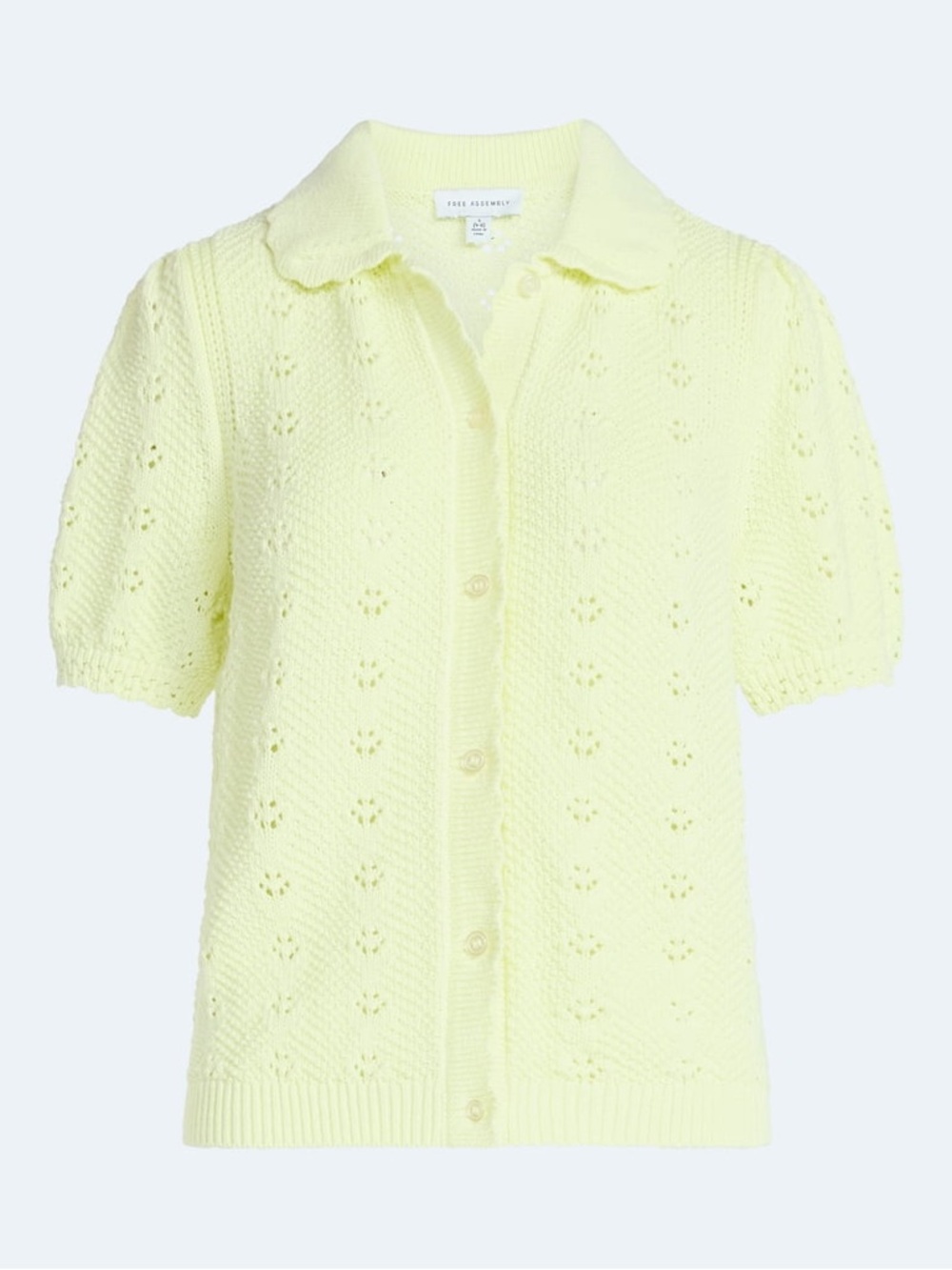 Free Assembly Cottage Yellow Pointelle Peterpan Collar Cardigan Cottagecore XS - Picture 4 of 8